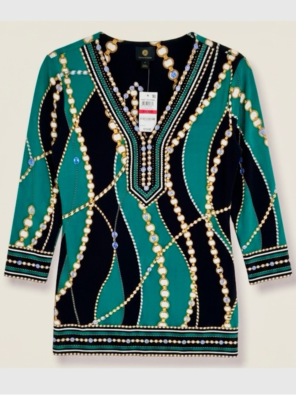 🌿 JM Collection NWT Regal Green Tunic Blouse XS ✨